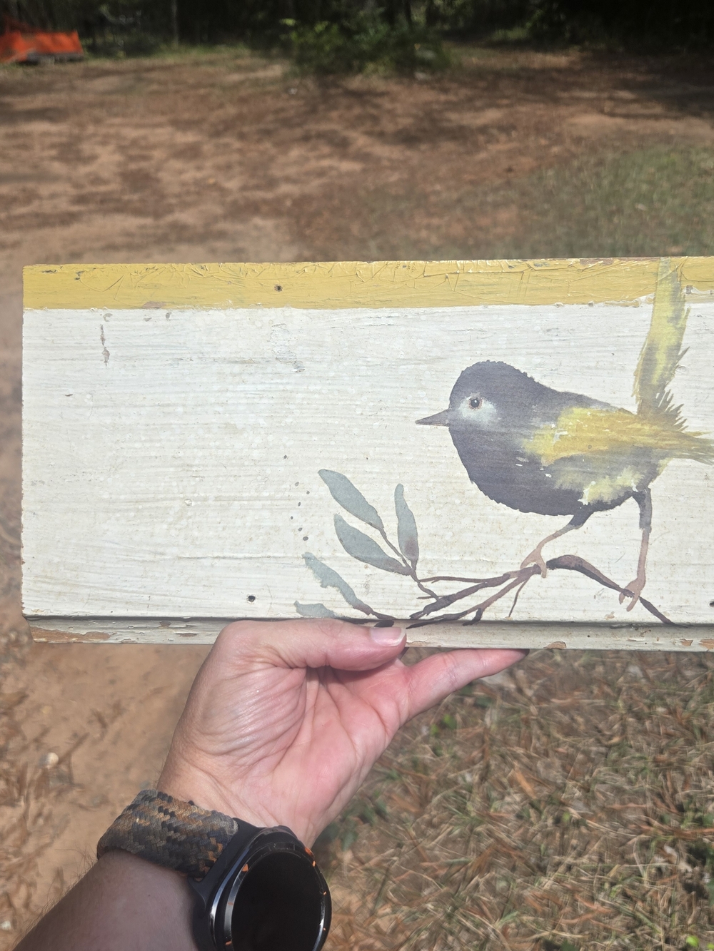 Handcrafted Reclaimed Wood Bird Plaque Rustic Folk Art Sign